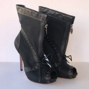 Alexander McQueen Women Boots Black Peep Toe 39.5